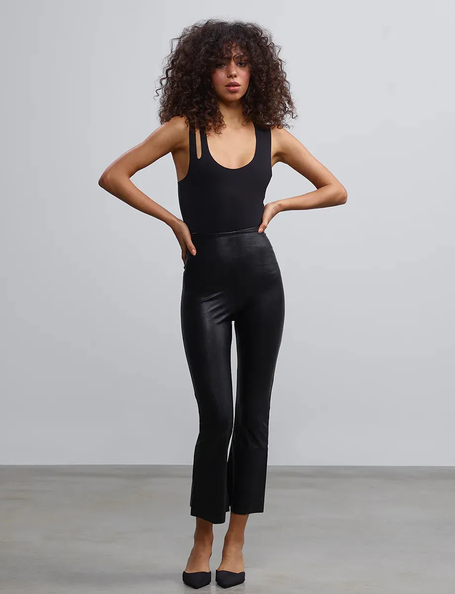 FAUX LEATHER CROP FLARE