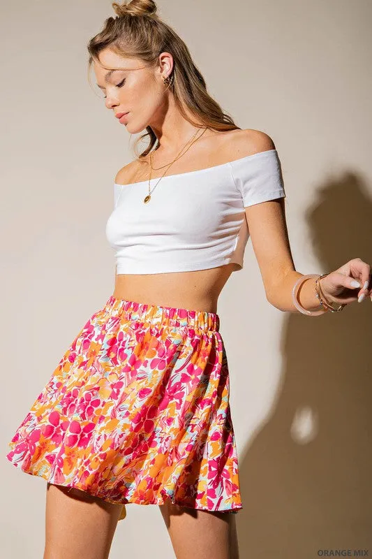 Floral Print Flowy Shorts