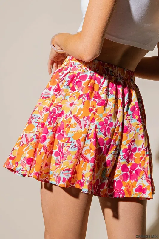 Floral Print Flowy Shorts