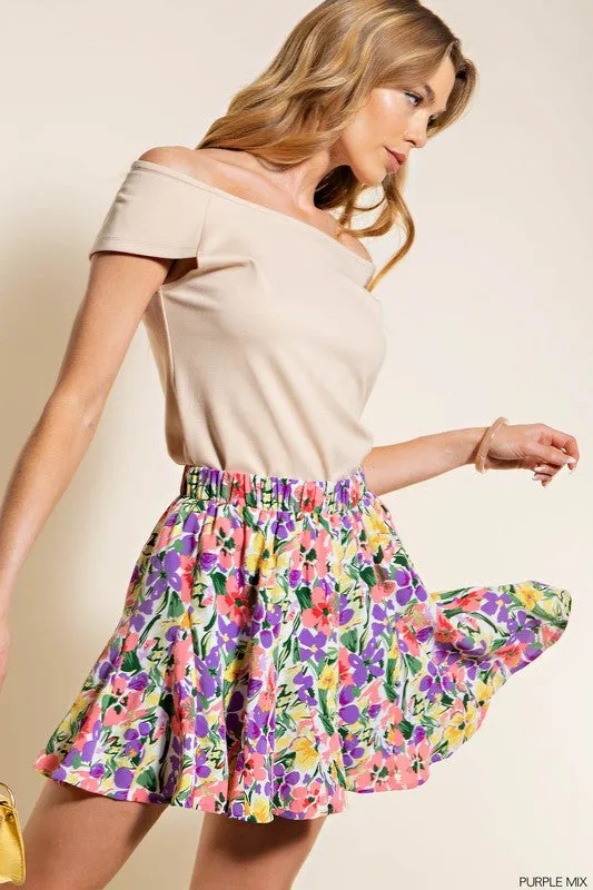 Floral Print Flowy Shorts
