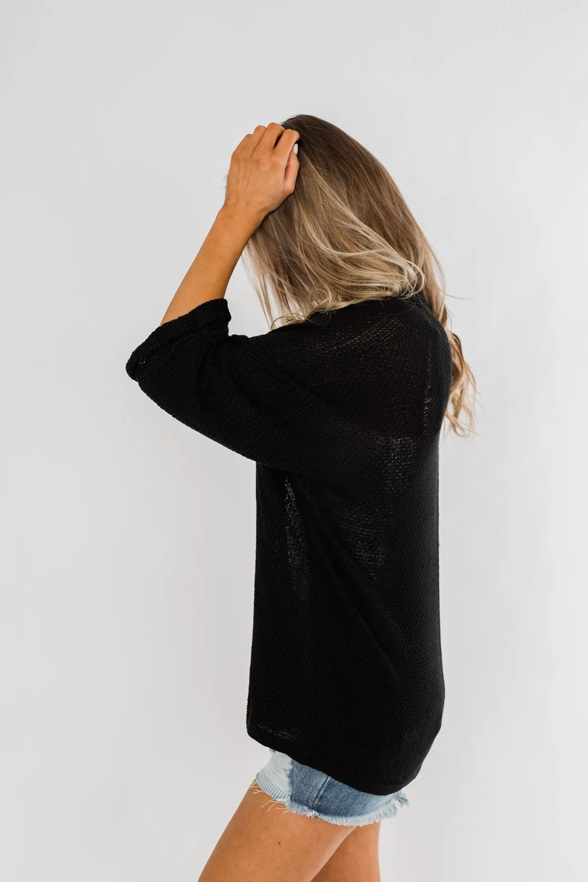Forever On My Mind Knit Cardigan- Black
