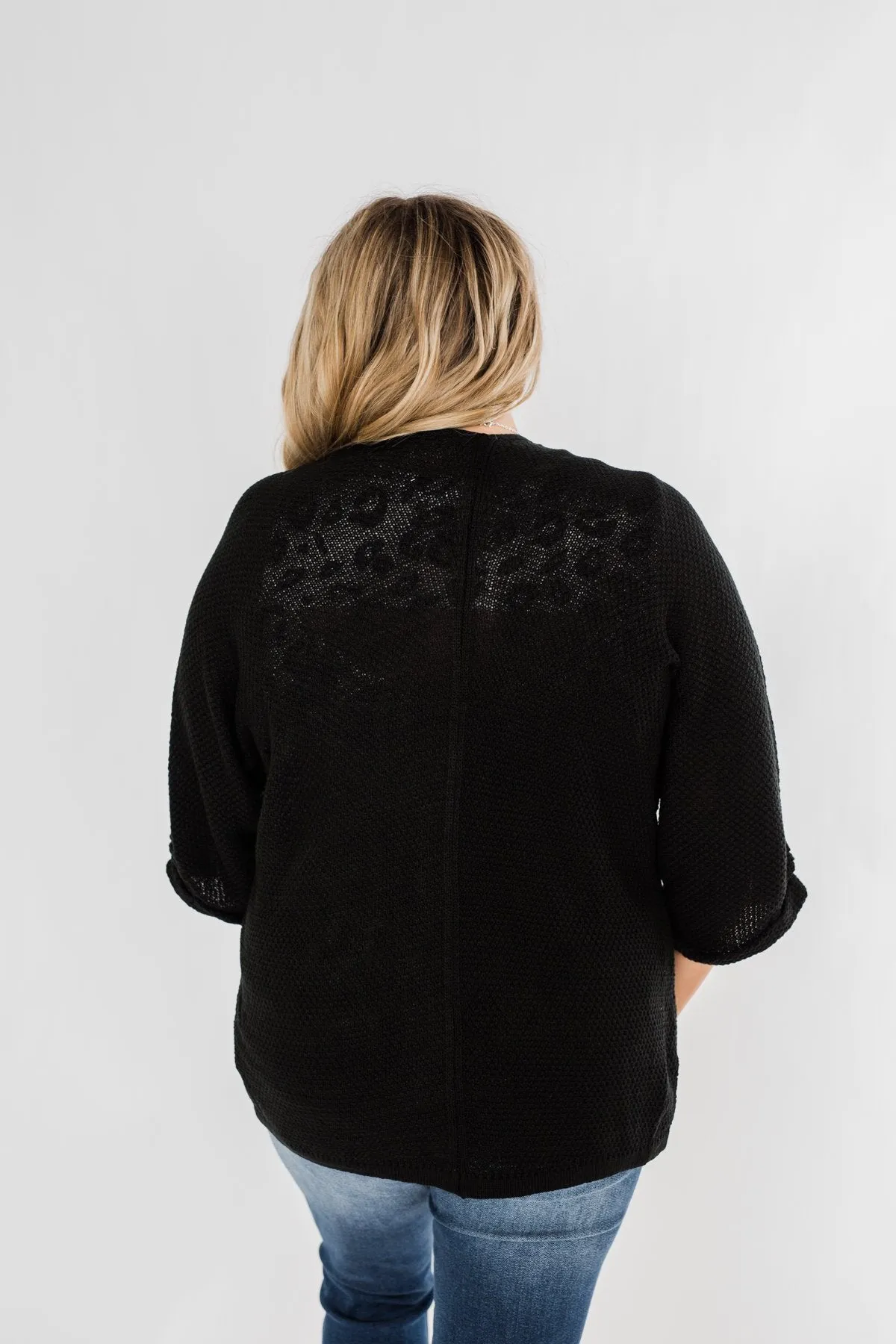 Forever On My Mind Knit Cardigan- Black