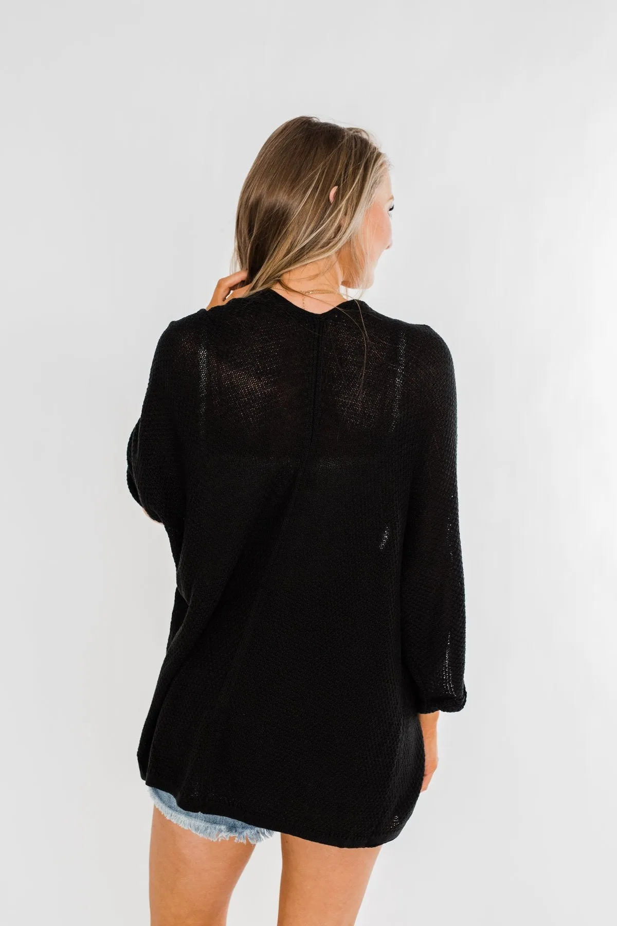 Forever On My Mind Knit Cardigan- Black