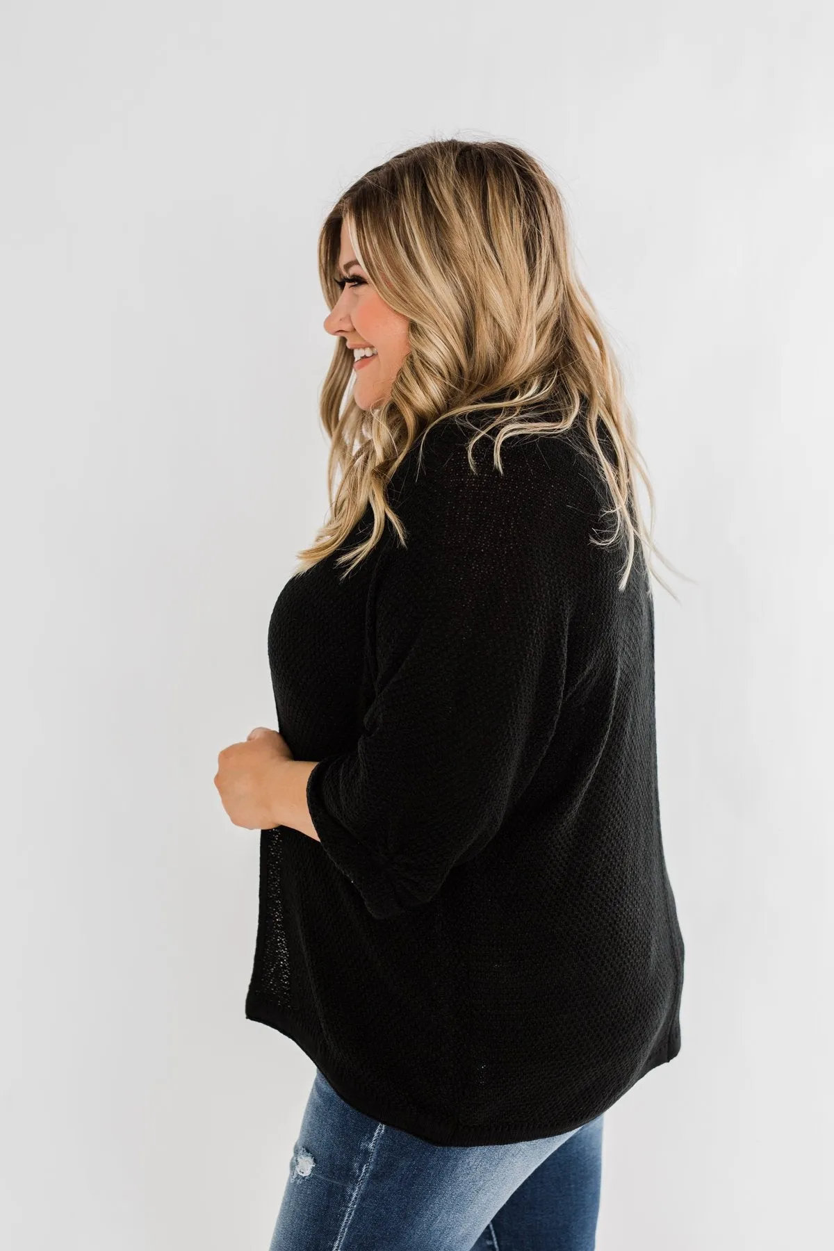 Forever On My Mind Knit Cardigan- Black