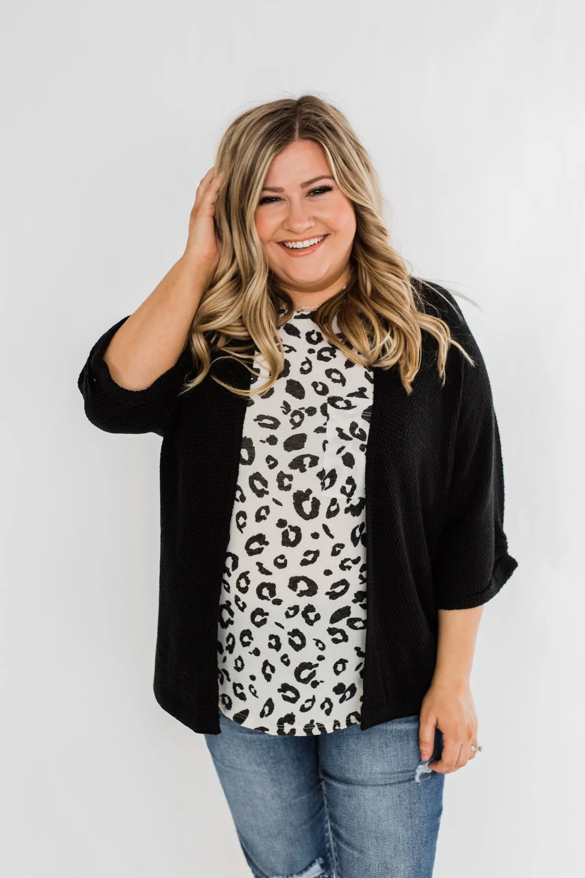 Forever On My Mind Knit Cardigan- Black