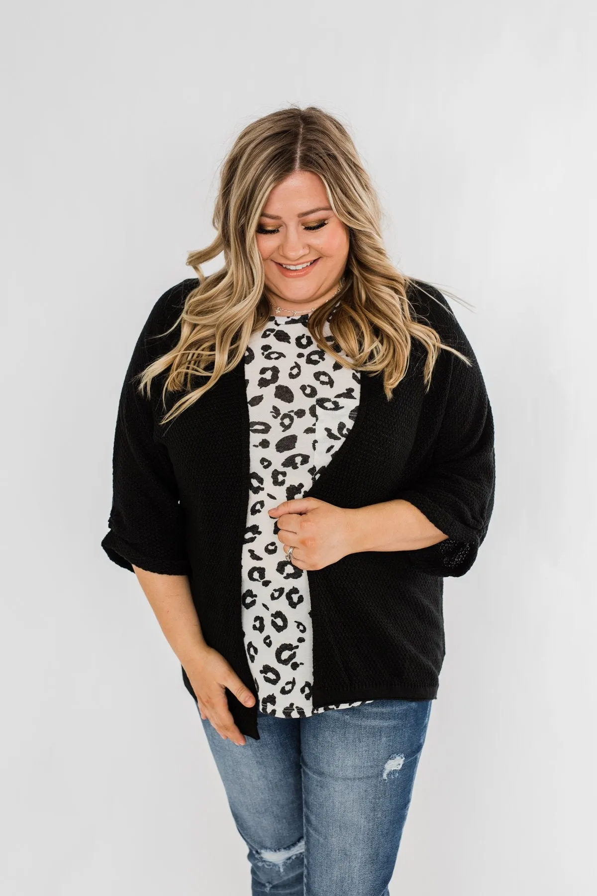 Forever On My Mind Knit Cardigan- Black