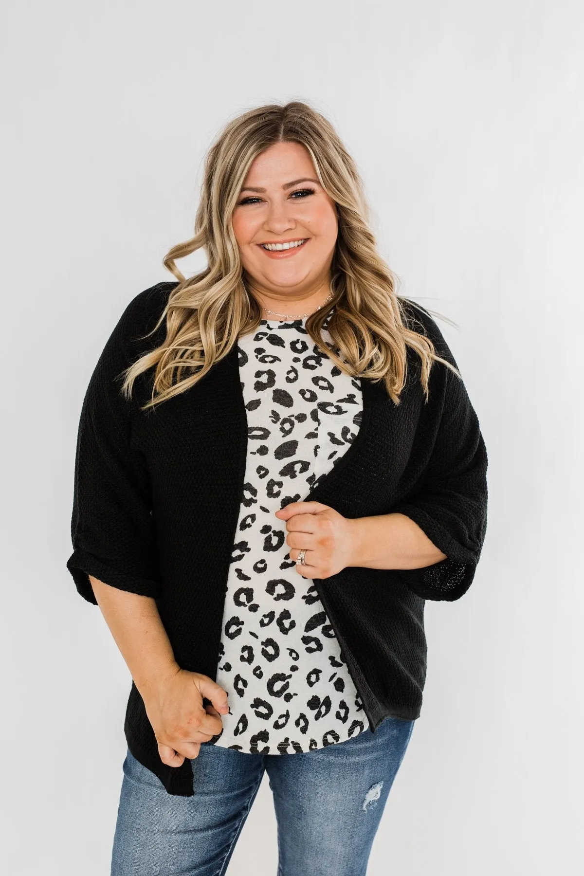 Forever On My Mind Knit Cardigan- Black