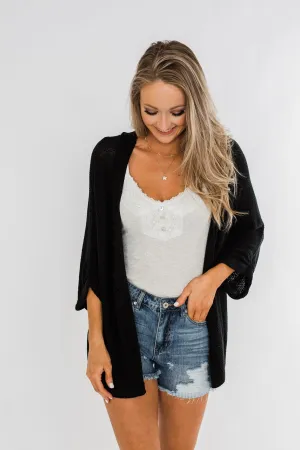 Forever On My Mind Knit Cardigan- Black