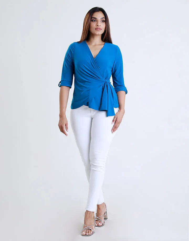 Front Knot Detailed Wrap Top