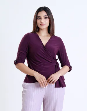 Front Knot Detailed Wrap Top