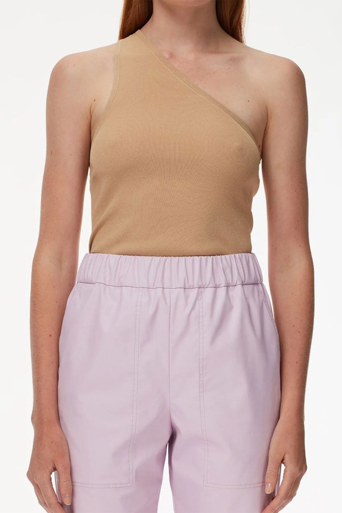 Giselle Stretch Sweater One Shoulder Cami Latte