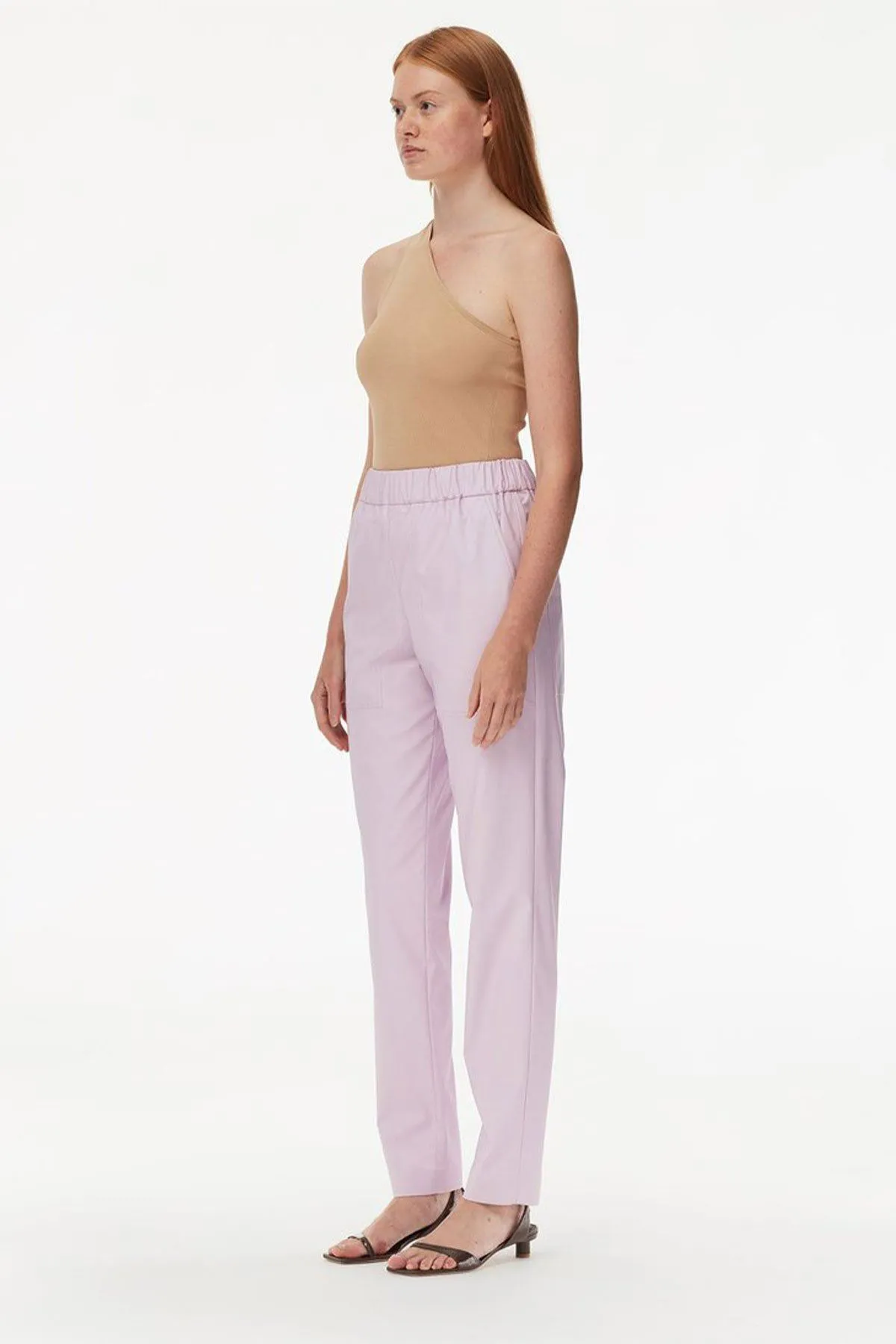Giselle Stretch Sweater One Shoulder Cami Latte