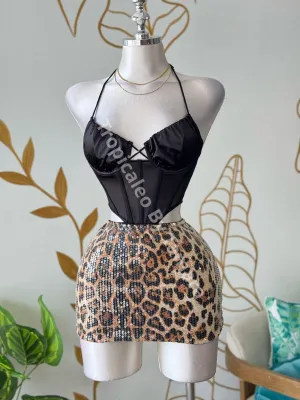 Glam Leopard Mini Skirt