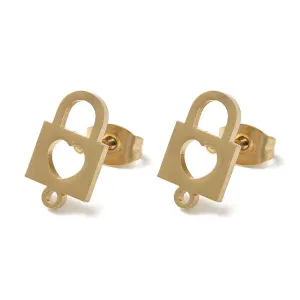 Gold Lock & Heart Stud tops x 8 pieces