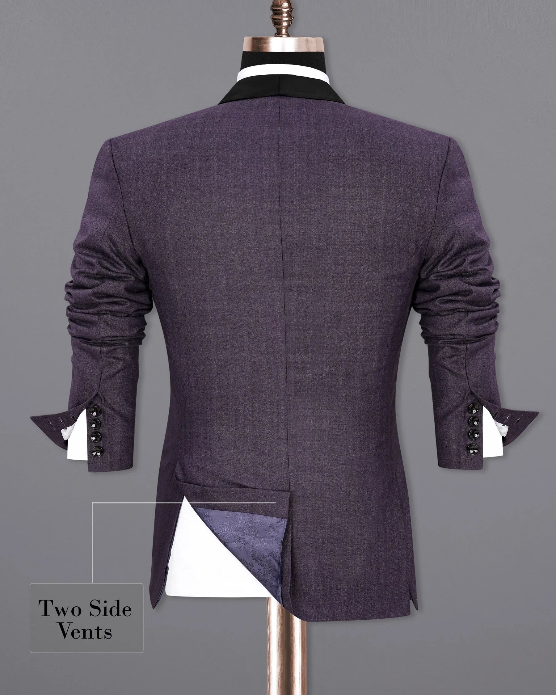Gunmetal Purple Subtle Plaid Tuxedo Blazer