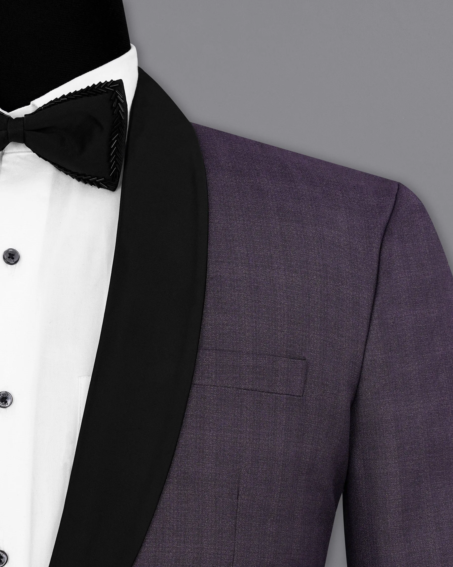 Gunmetal Purple Subtle Plaid Tuxedo Blazer
