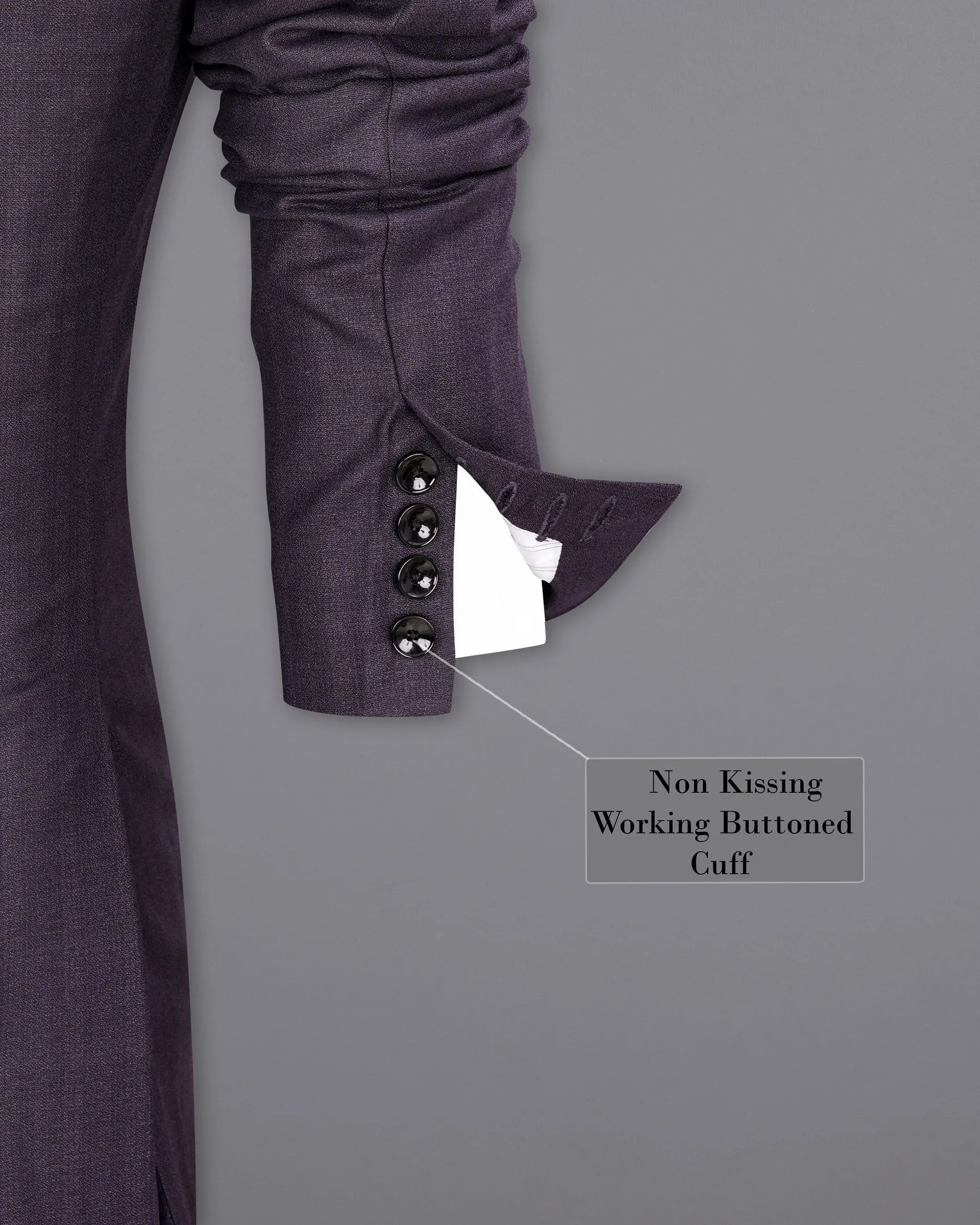 Gunmetal Purple Subtle Plaid Tuxedo Blazer