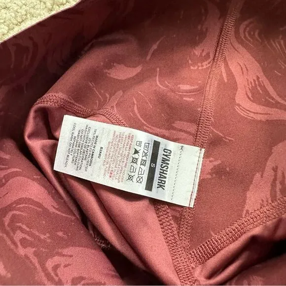 Gymshark Power Red/Maroon Marbled Booty scrunch biker shorts