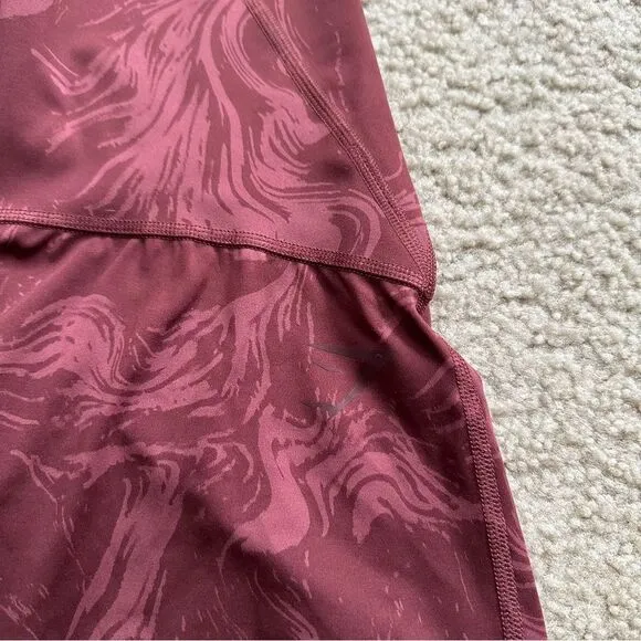 Gymshark Power Red/Maroon Marbled Booty scrunch biker shorts