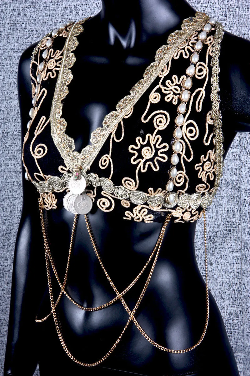 Halter Top Black/Gold WS