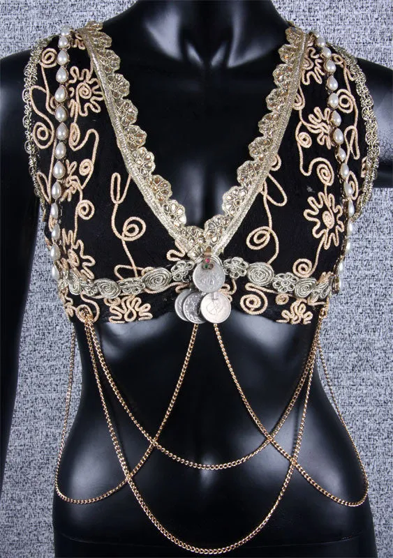 Halter Top Black/Gold WS