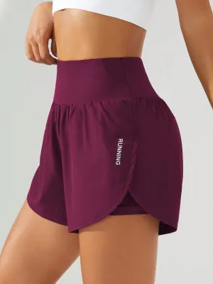 High Waist Slit Hem Sports Shorts