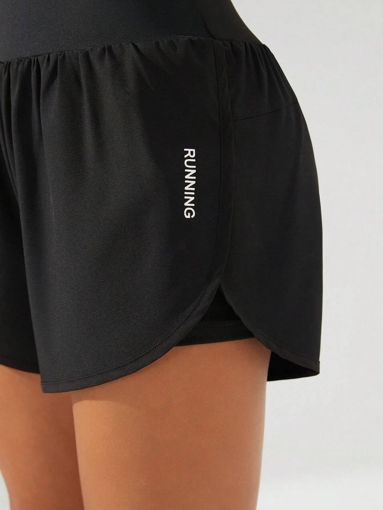 High Waist Slit Hem Sports Shorts