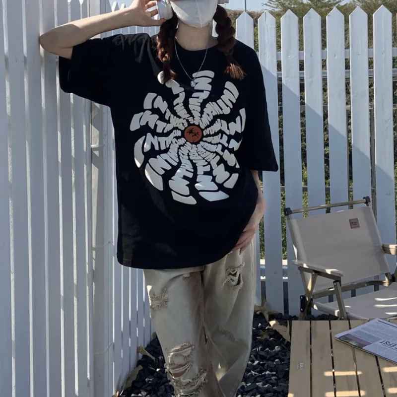 Hip Hop Vertigo Monogram Print T-shirt