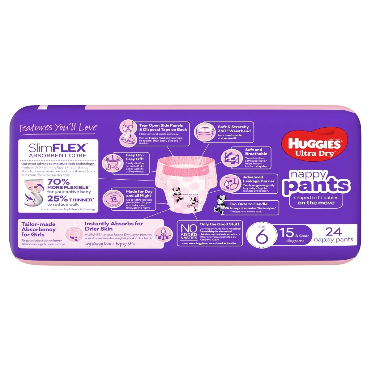 Huggies Nappies Pants Junior Girl 24 Pack