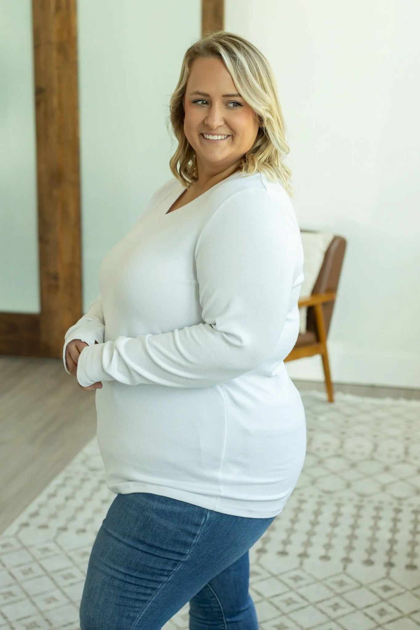 IN STOCK Leah Long Sleeve Top - White FINAL SALE