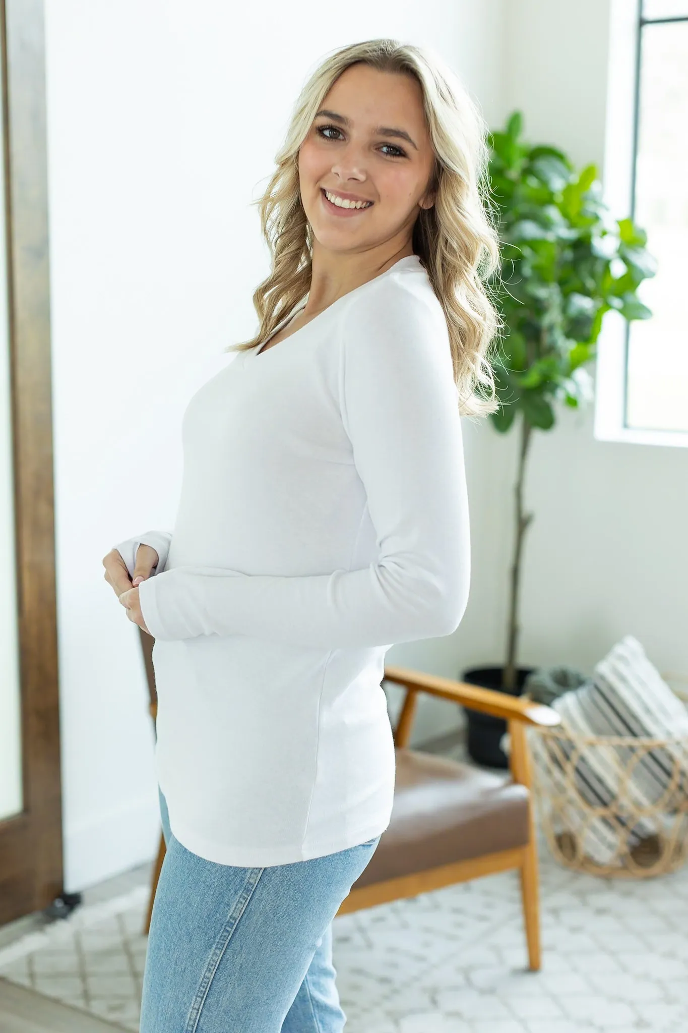 IN STOCK Leah Long Sleeve Top - White FINAL SALE