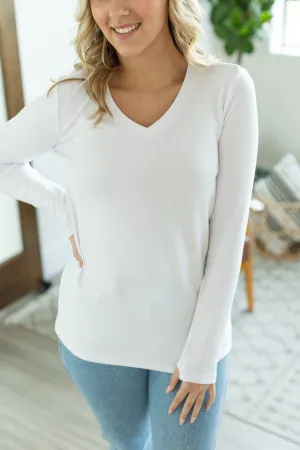 IN STOCK Leah Long Sleeve Top - White FINAL SALE