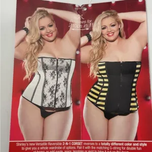 Intimate Attitudes Y2k White Black Floral Lace reversible Bustier Corset Top 1X