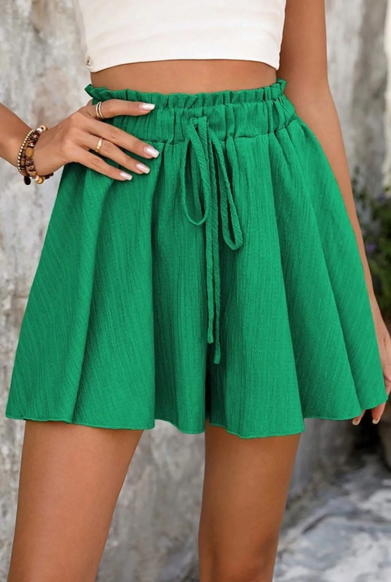 Ireland Dark Green High Waist Shorts