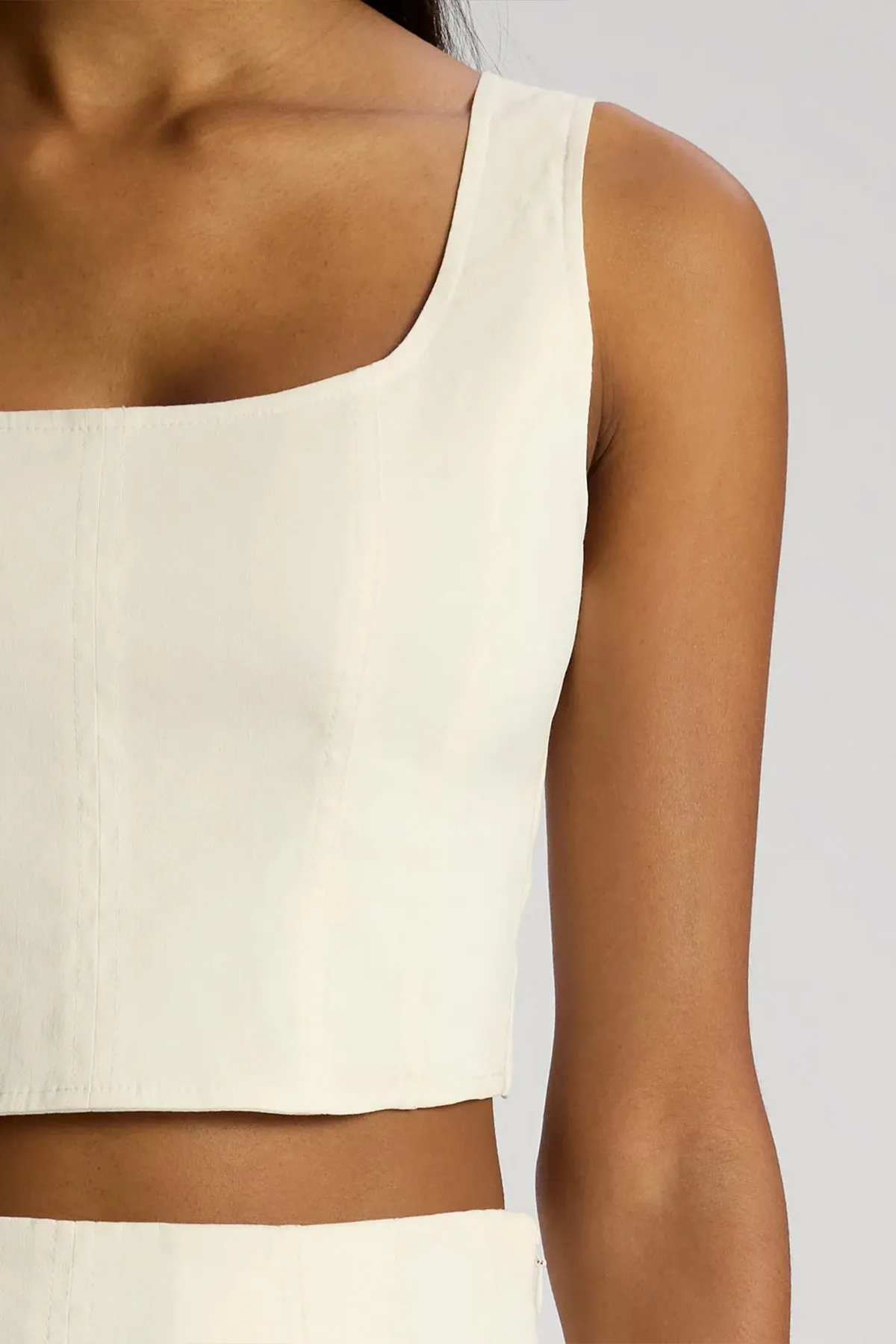 Isabel Stretch Linen Top in White