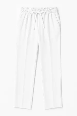 IVAR® White Lycra Pleated Stapered Pants
