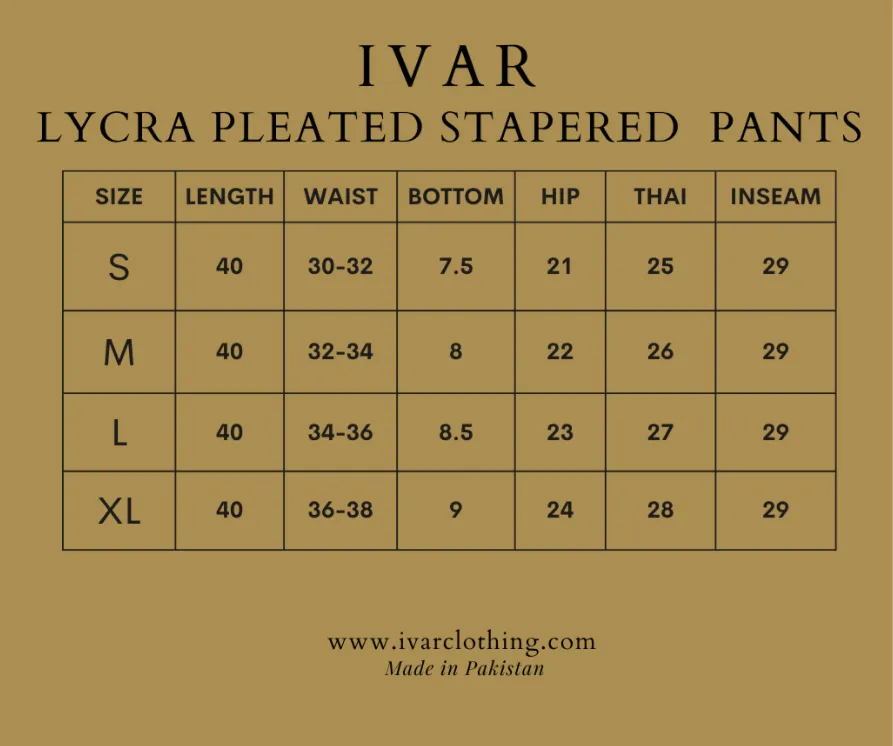 IVAR® White Lycra Pleated Stapered Pants