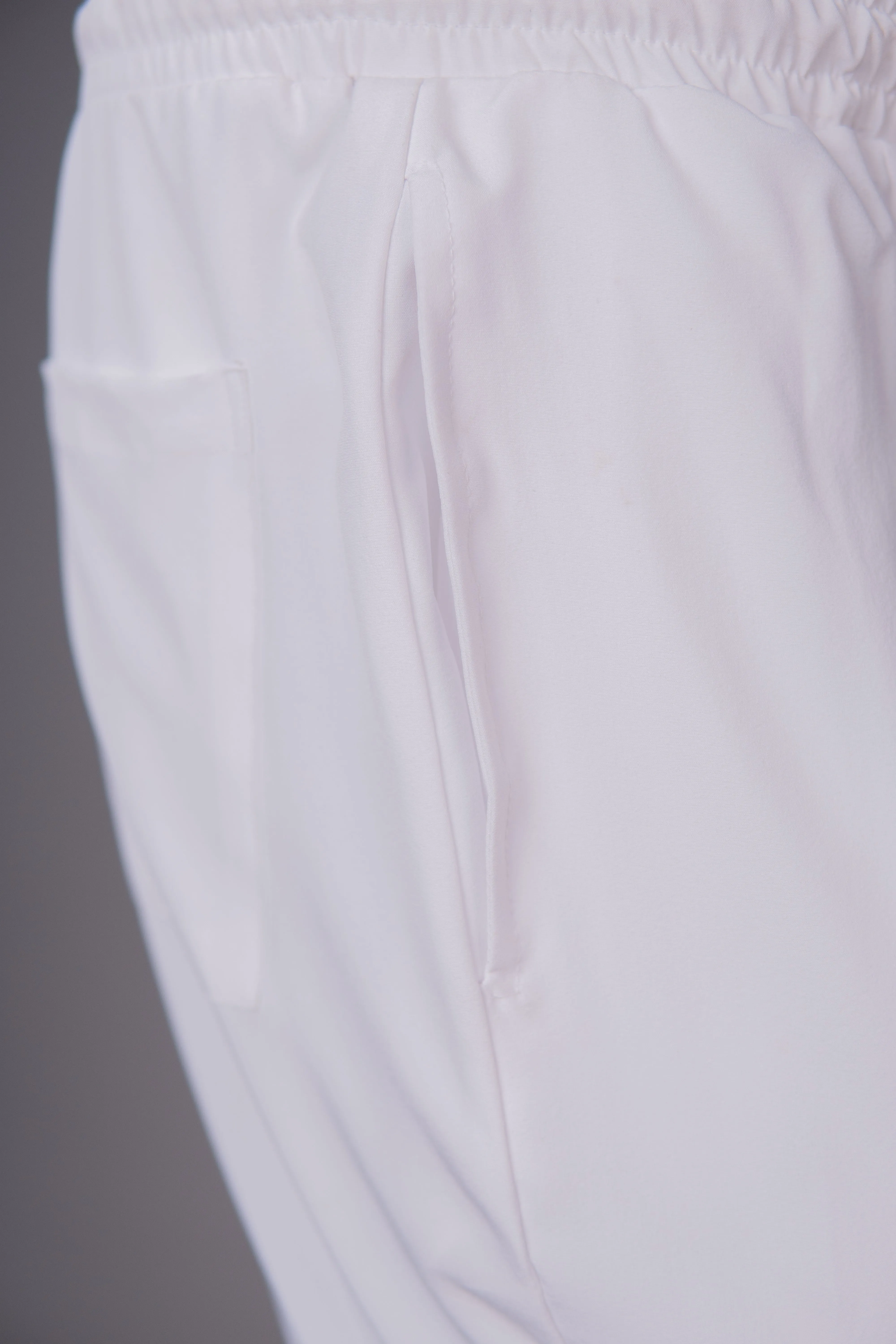IVAR® White Lycra Pleated Stapered Pants
