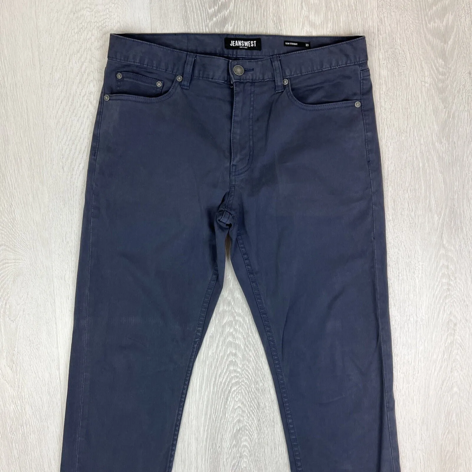 Jeanswest Mens Navy Blue Chinos Pants Slim Straight Size 33