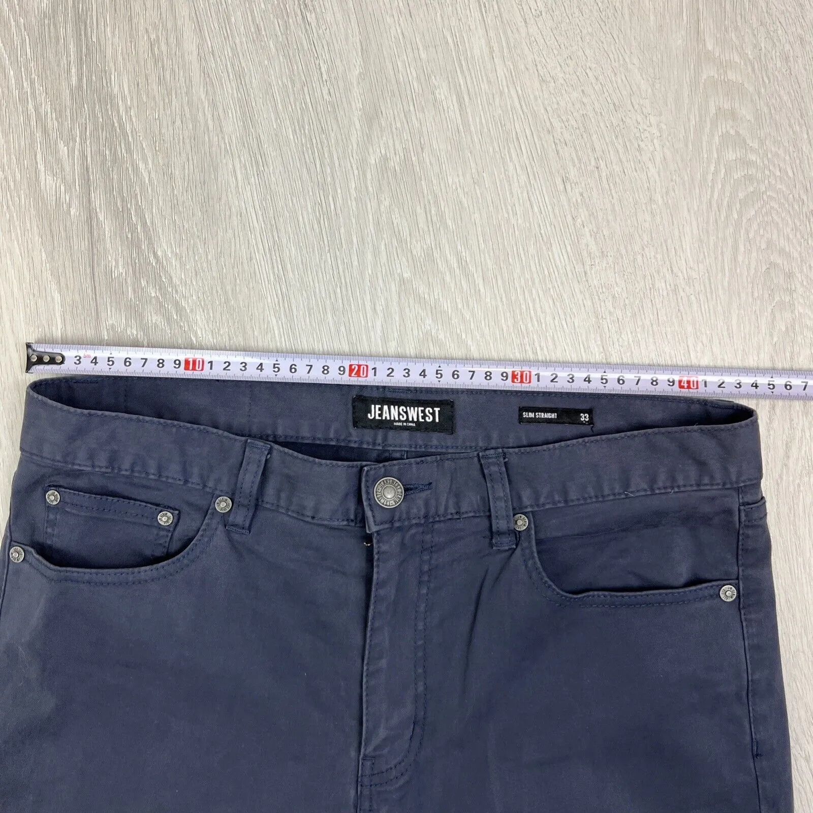 Jeanswest Mens Navy Blue Chinos Pants Slim Straight Size 33