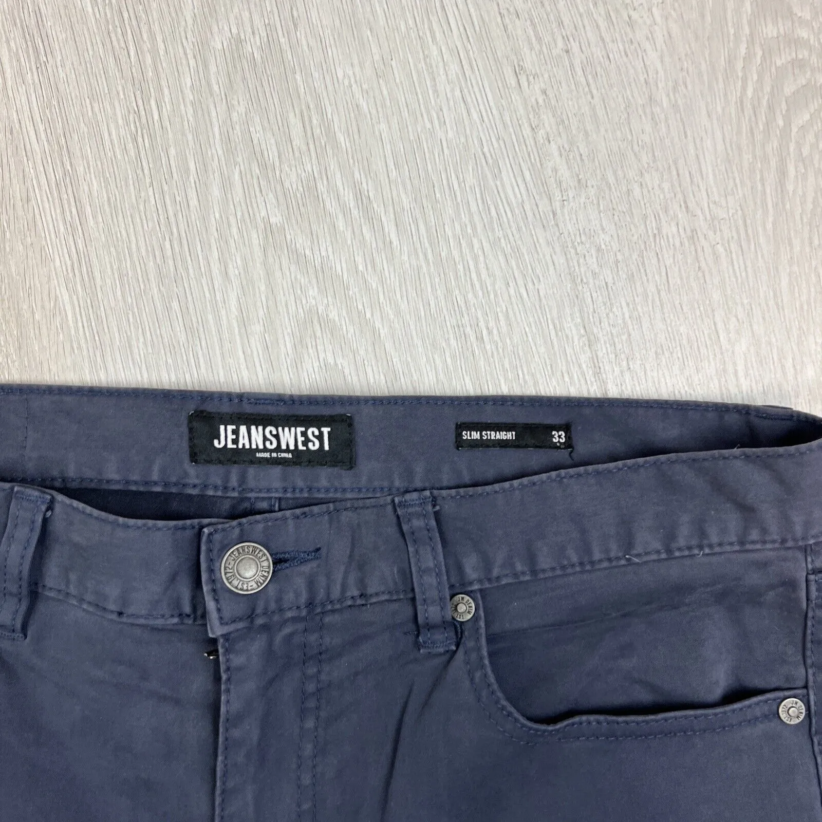 Jeanswest Mens Navy Blue Chinos Pants Slim Straight Size 33