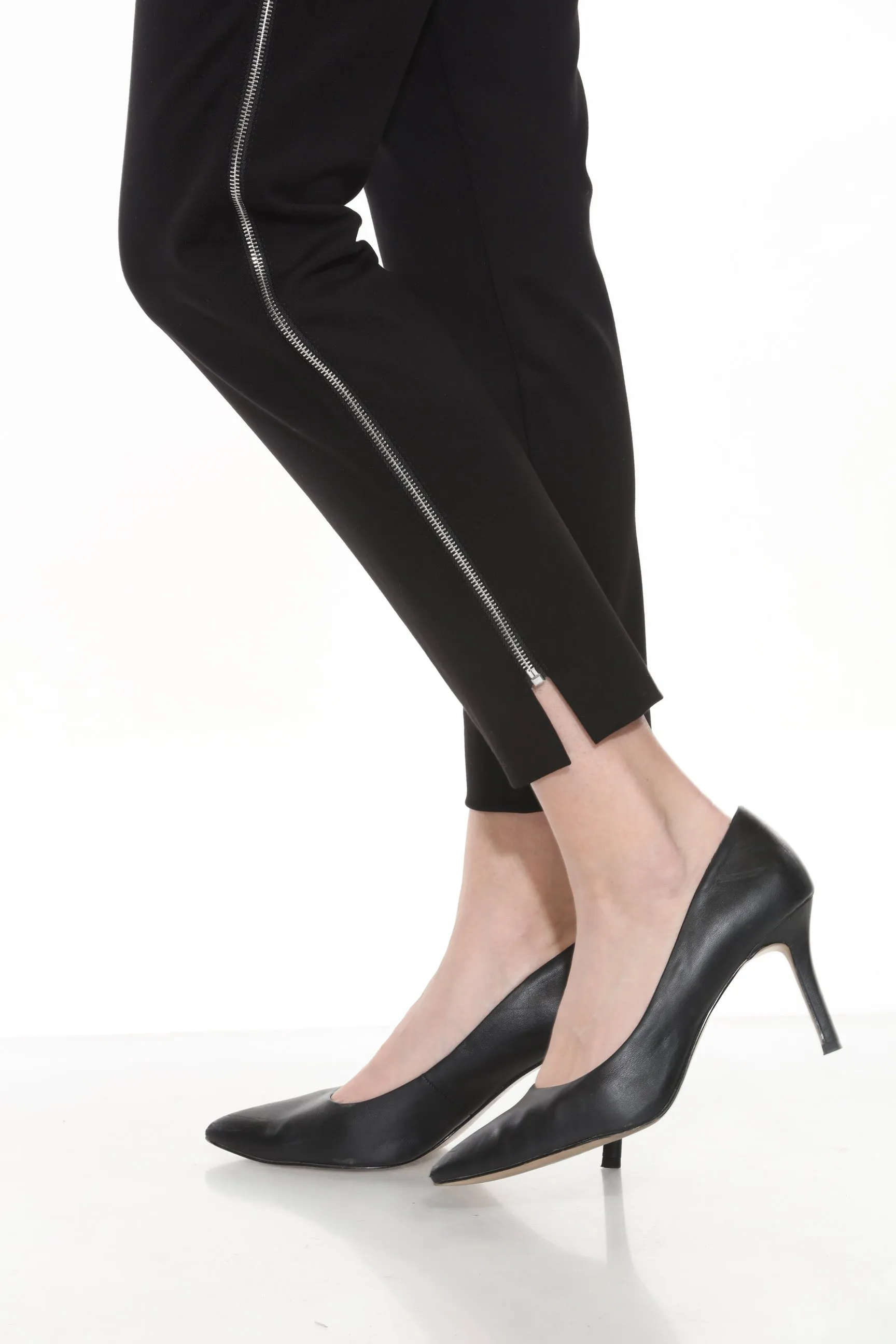 Joseph Ribkoff Black Zipper Side Seams Pull On Slim Ankle Pants 243179