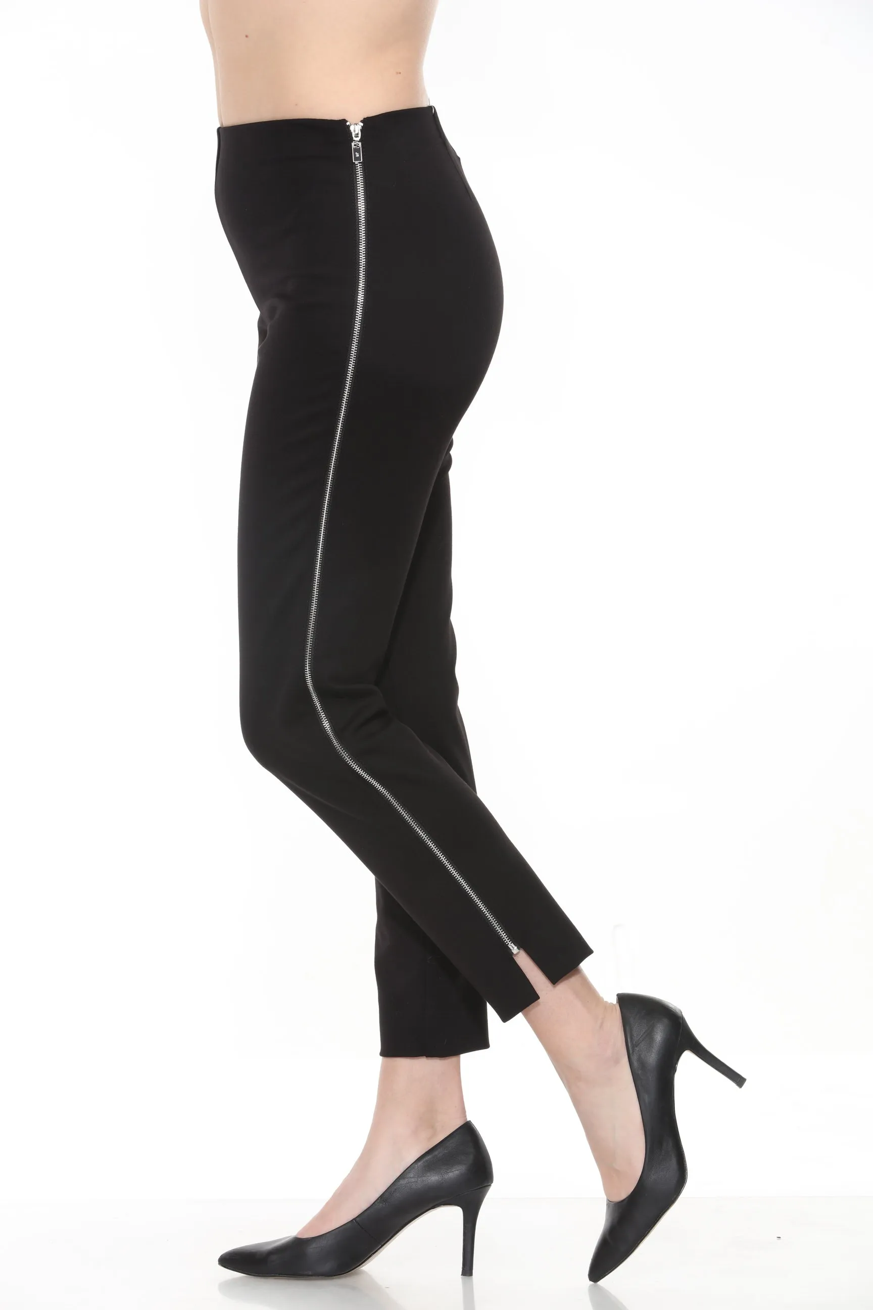 Joseph Ribkoff Black Zipper Side Seams Pull On Slim Ankle Pants 243179