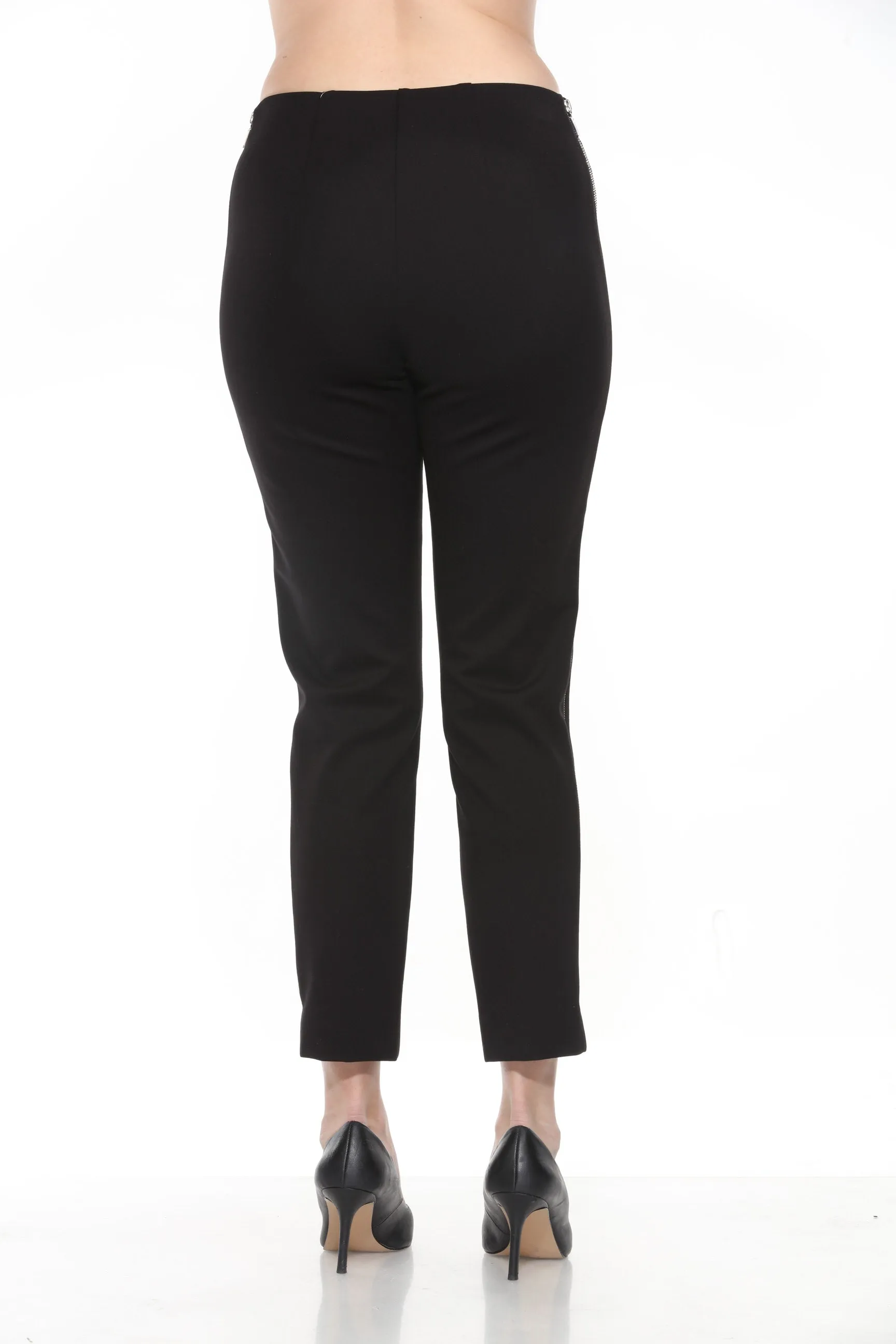 Joseph Ribkoff Black Zipper Side Seams Pull On Slim Ankle Pants 243179