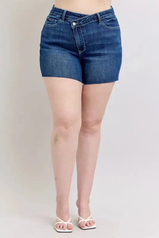 Judy Blue Criss Cross High Waist Band Shorts