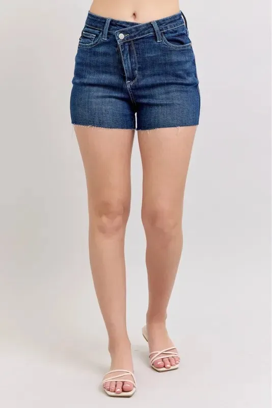 Judy Blue Criss Cross High Waist Band Shorts