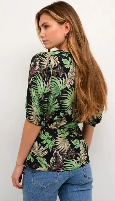 Kaffe - Kalulu Blouse | Green/Black Floral