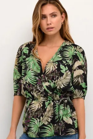 Kaffe - Kalulu Blouse | Green/Black Floral