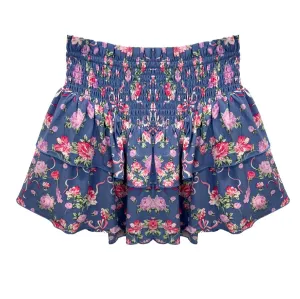 KatieJ NYC Tween Brooke Skirt in Vintage Blue Bow Floral