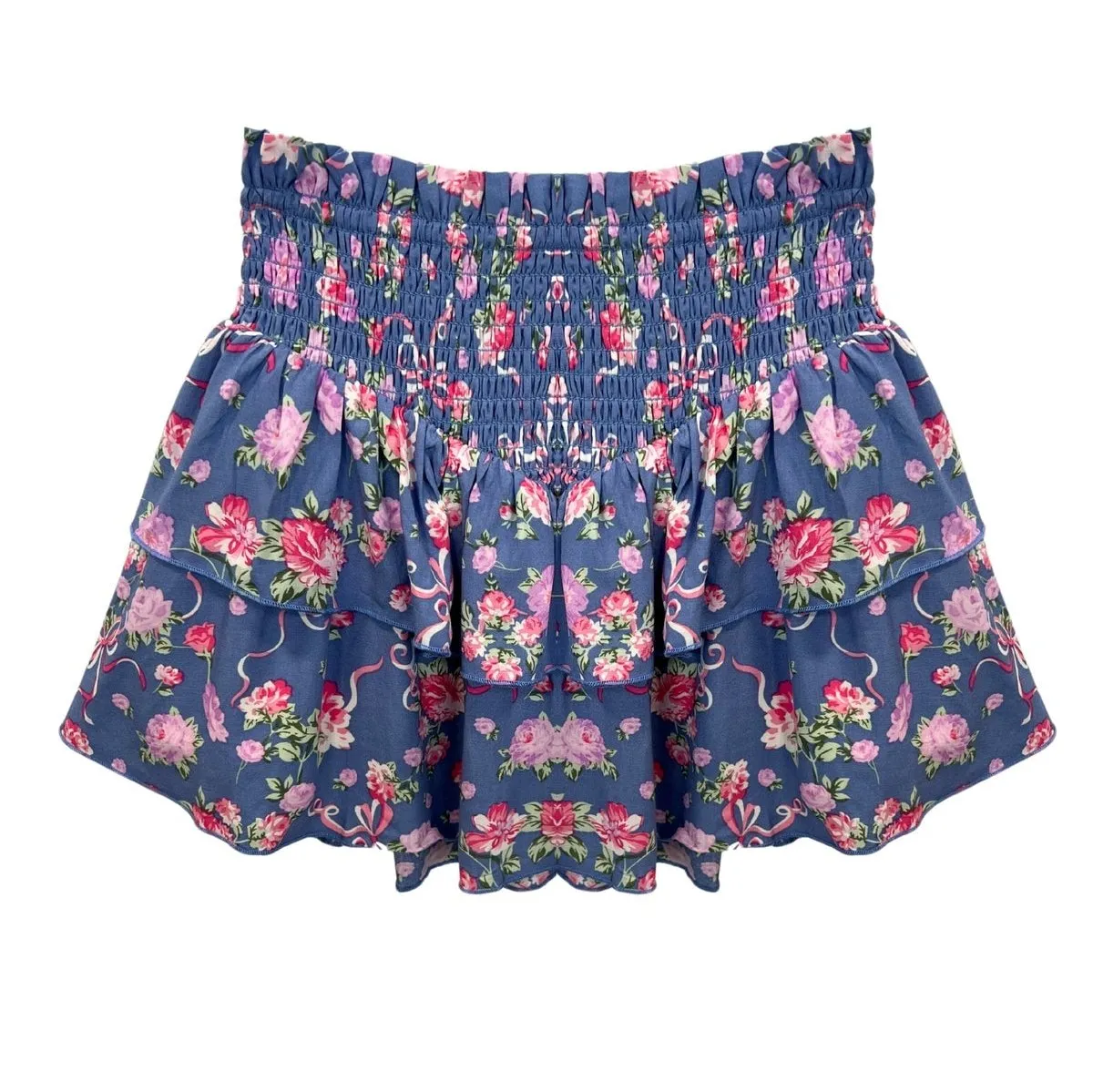 KatieJ NYC Tween Brooke Skirt in Vintage Blue Bow Floral